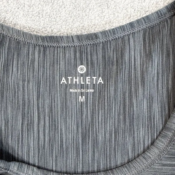 Athleta Women's Medium Gray Heather Short Sleeve Scoop Neck Activewear Top - Image 3