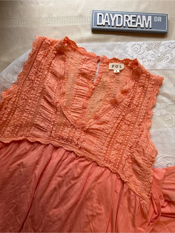POL Pink Boho Crochet Yoke Maxi Dress - Image 4