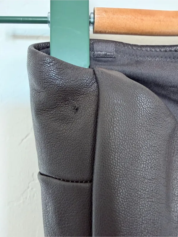 SKIMS Dark Brown Faux Leather Crop Top - Image 5