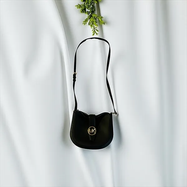 Michael Kors Gabby Small Hobo Crossbody Bag Black MK Logo Gold Hardware Purse‎ - Image 2