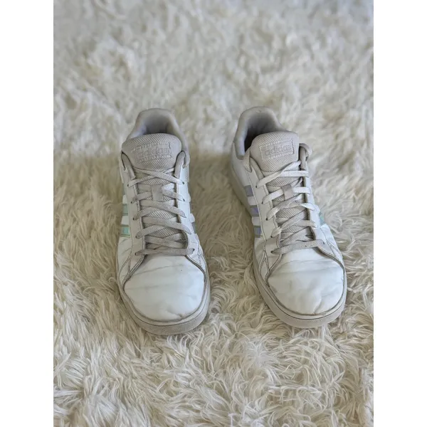 Adidas Grand Court Iridescent Stripe‎ White Sneakers Womens Size 6 Shoes - Image 2