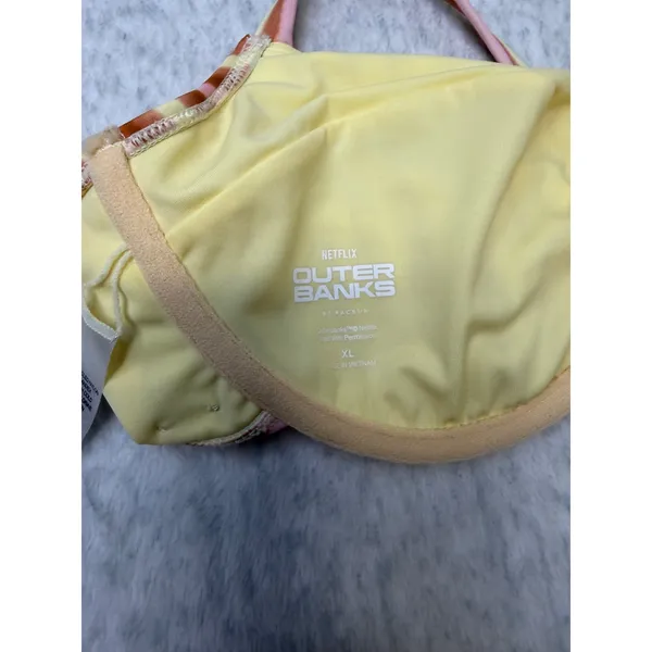 PacSun Netflix Outer Banks‎ Striped Underwire Bikini Top Pink Yellow XL 0669-089 - Image 4
