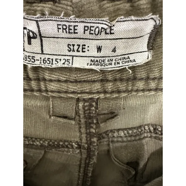 Free People Corduroy Motto Zippers Olive Green Ankle Pants Jeans size 4 - Image 3