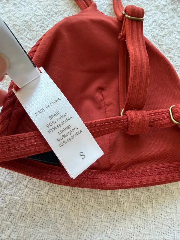 Andie The Gold Coast Bikini Top Ribbed Red Small - Image 5