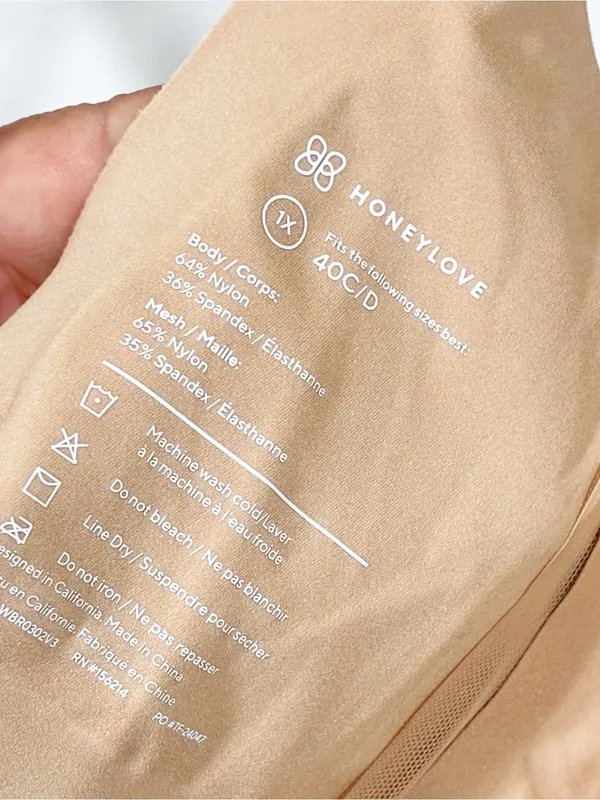 Honeylove Silhouette Bra Women 1X Tan Wireless Mesh Trim Bonded Support - Image 3