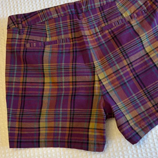 a new day Size 10 Purple Tan Plaid Women's Shorts - Image 6