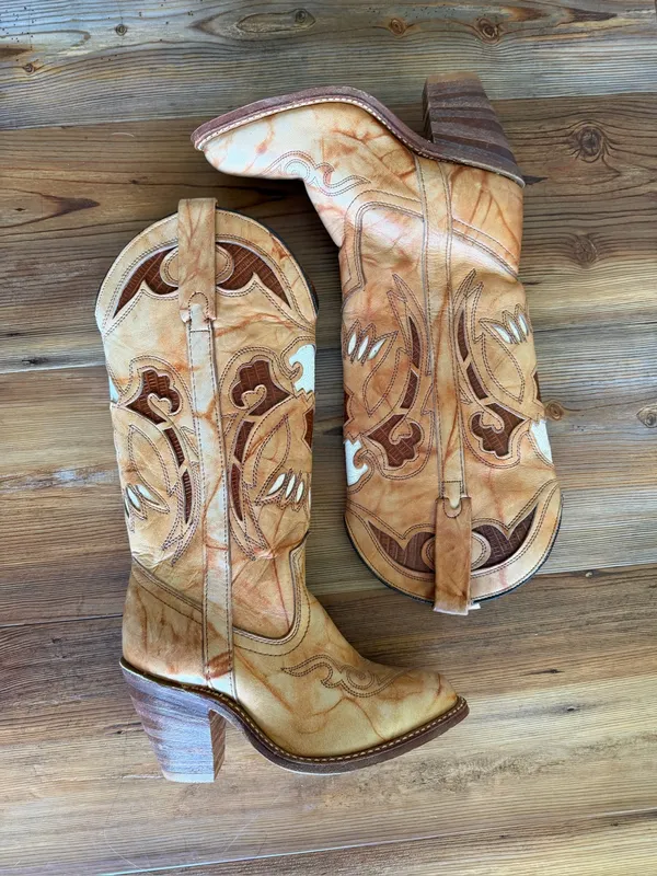 Miss Capezio Vintage Women's Eagle Inlay Leather Stacked Heel Boot Size 5 #26710 - Image 9