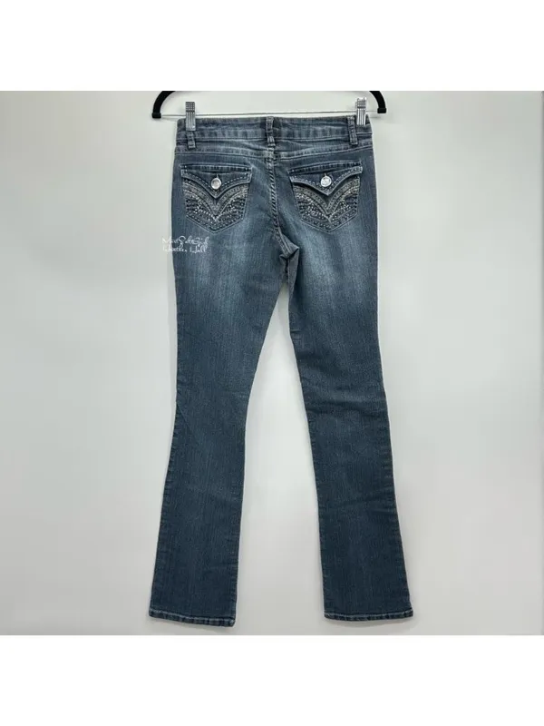 Blue Spice Rhinestone Embellished Bootcut Jeans Size 1 / 27 - Image 4