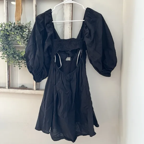 Charlie Holiday $124‎ Sonny knot front mini dress Black Balloon Sleeves Size 4 - Image 4