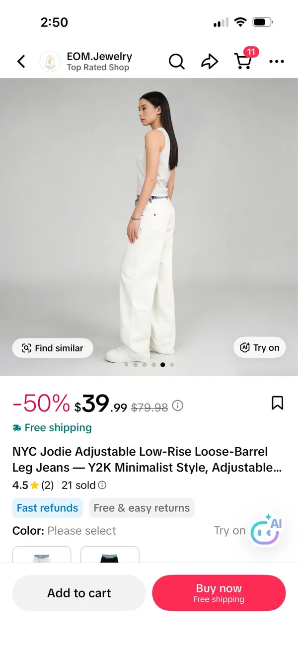 Barrel Jeans White Size XL - Image 2