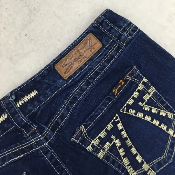 Seven7 Cropped Skinny Embroidered Pockets Double 7 sz 8 - Image 6