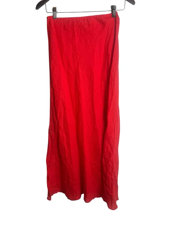 VRG GRL Ena Linen Bias Cut Maxi Skirt Chilli 2 - Image 2