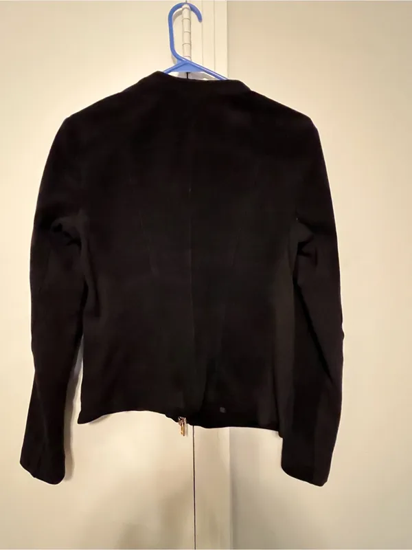 Ivanka Trump Black Faux Suede Moto Jacket With Gold Accents Size S - Image 3