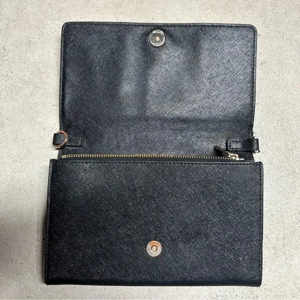 Tory Burch Purse Bag Crossbody Black Robinson Leather Wallet Vintage NO CHAIN** - Image 4