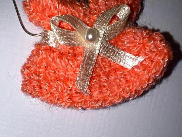 Handmade knit Orange dress earrings. - Image 5