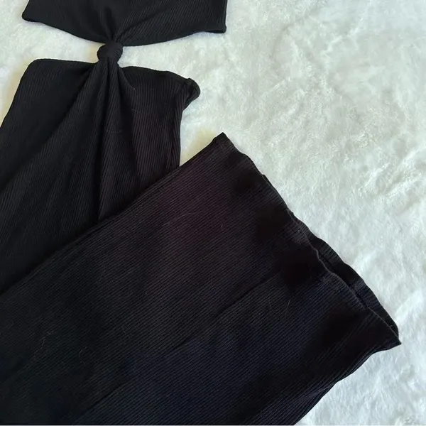 VICI Black Ribbed Cut Out Waist Maxi Dress Women's Size Small - Image 6
