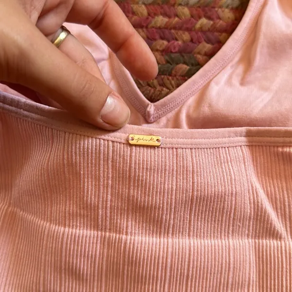 Vs Pink Light Pink Seamless Ribbed Halter Bra - Image 2