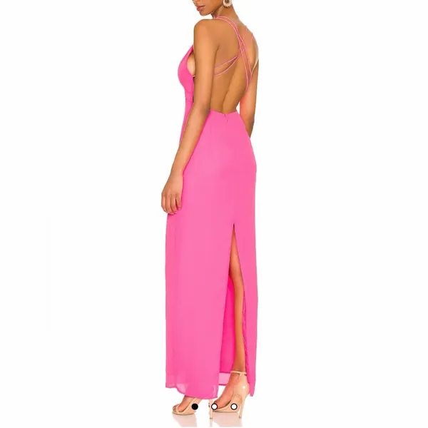 Superdown Lucinda Strappy Maxi Dress Long Gown in Hot Pink Fuchsia Size XS - Image 2