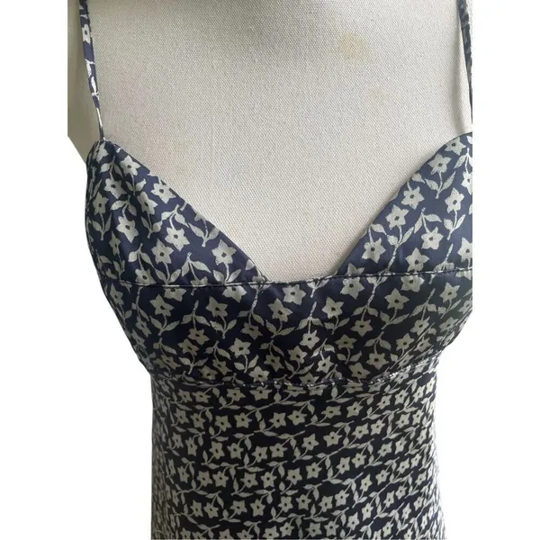 Free People Intimately Free On Our Radar Floral Satin Slip Dress Blue M - Image 4