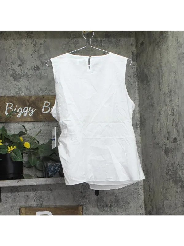 NWT DKNY Poplin Side-Twist Sleeveless Top UD5T0052 White XL - Image 3