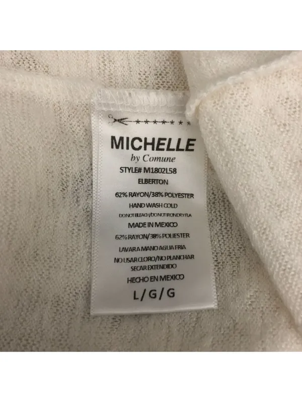 Michelle By Comune White Sheer Long Sleeve Lightweight Top Womens Size L - Image 4