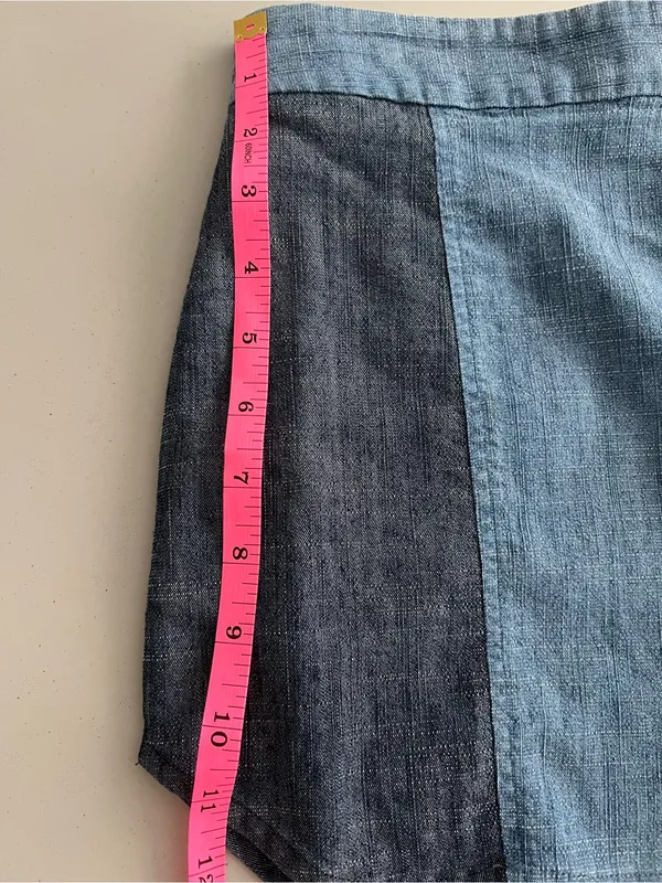 Alice + Olivia Shorts 28 Blue Linen Blend Colorblock Two Tone High Rise - Image 10