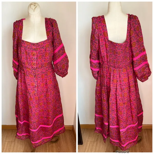 Garnet Hill The Odells Victoria Dress Large Fushia Multi - Image 2