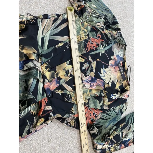 Miss Avenue Long Sleeve Black Floral Printed High Low Dress Size Medium Romantic - Image 9