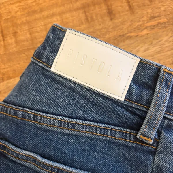 Pistola Eli Barrel Jeans 24 Augustus‎ Wash High Rise Arched Cropped Blue Denim - Image 11