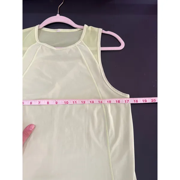 Lululemon Sculpt Tank Top Women 6 Lime Green Great Mesh Back Athletic Running - Image 4