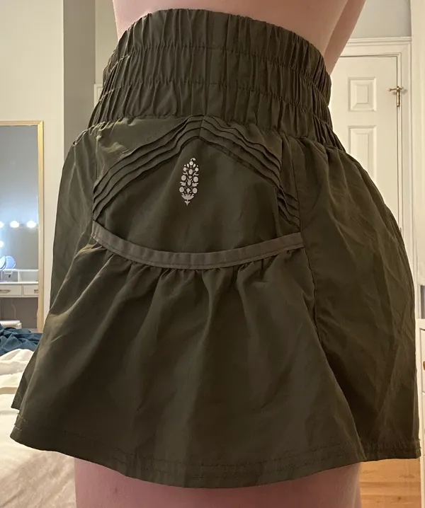 Free People Movement Olive Green Get Your Flirt On Shorts - Image 3