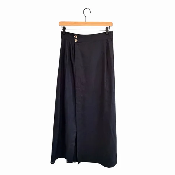 Anthropologie Black Linen Wrap Maxi Skirt Size 2 Minimalist Quiet Luxury Capsule - Image 10
