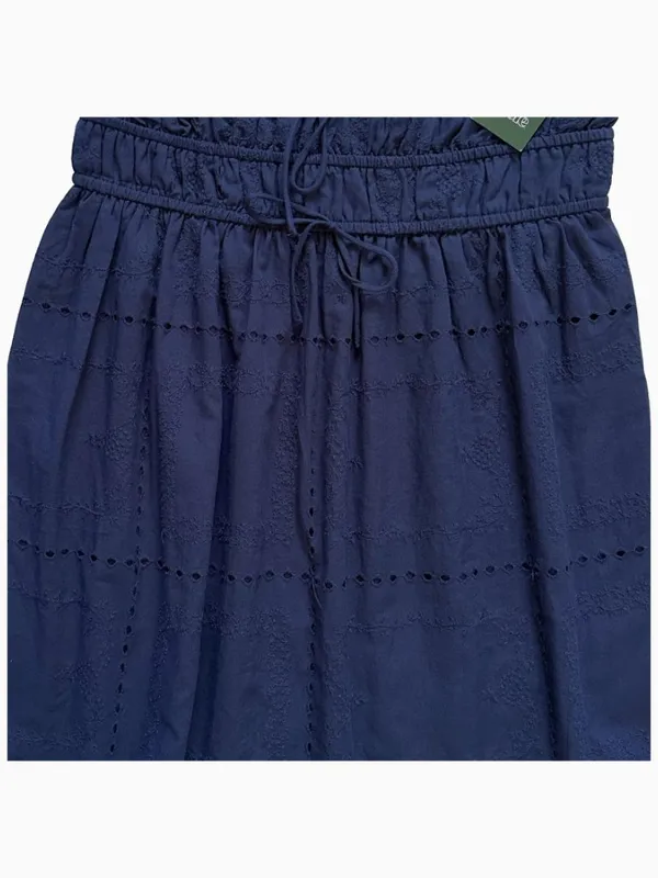 Wild Fable Navy Blue Eyelet Strapless Tube Mini Dress Small Cotton - Image 5
