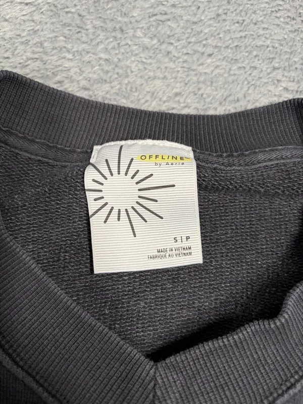 Aerie offline Cropped Crewneck Sweatshirt charcoal small - Image 2