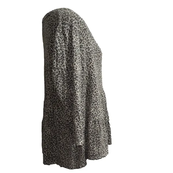 Leopard Print Long Sleeve Top Black Size M - Image 3