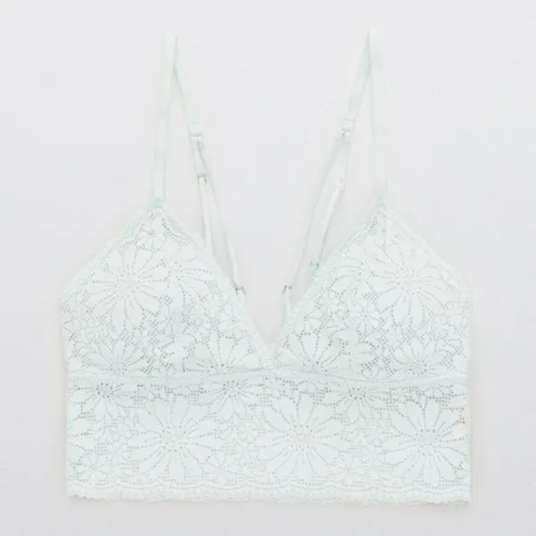 Aerie Textured Lace Padded Longline Bralette in Creamy White Size XL - Image 3