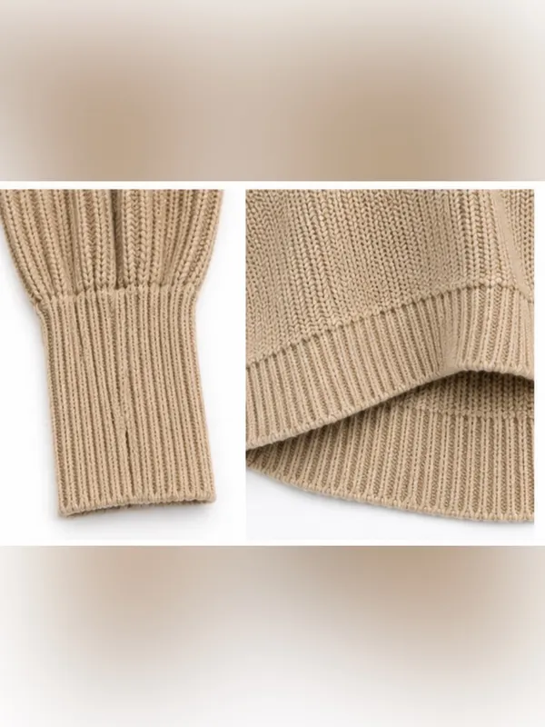 Aerie Beige Batwing Dolman Sweater Oversized High Low Knit Size S - Image 5