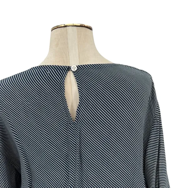 Faithfull the Brand Vinci Tie-Front Dress Cut Out Striped‎ Navy Blue Size US 6 - Image 11