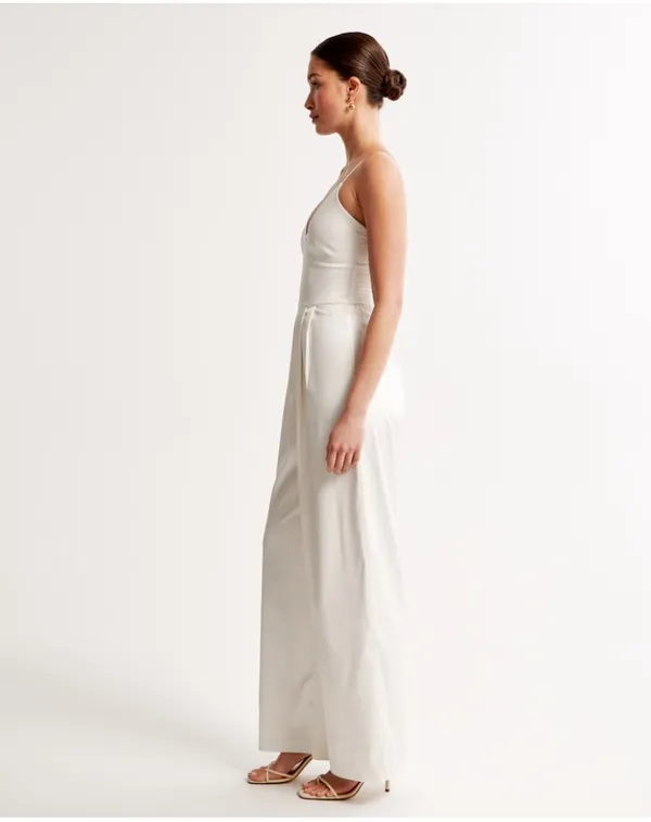 Abercrombie White Satin Jumpsuit - Image 4