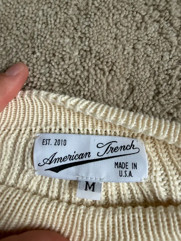 American Trench Cream Knit Sweater – Size Medium - Image 3