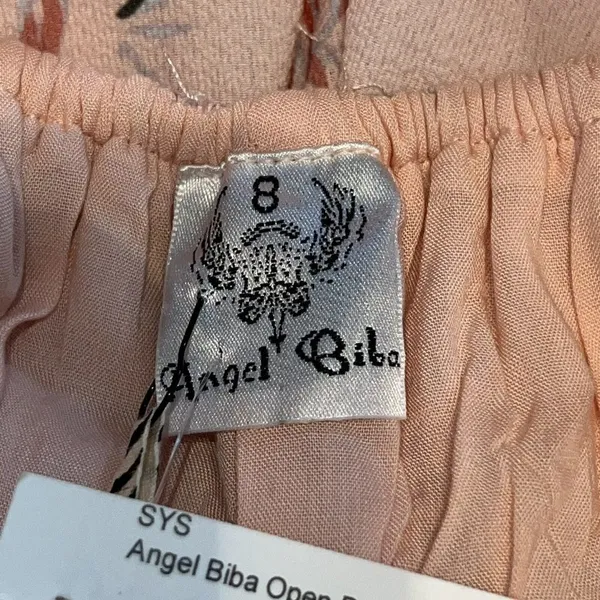 Angel Biba Open Back Orange Floral‎ Romper Ruffle V Neck Tassle Back Ties Size 8 - Image 9