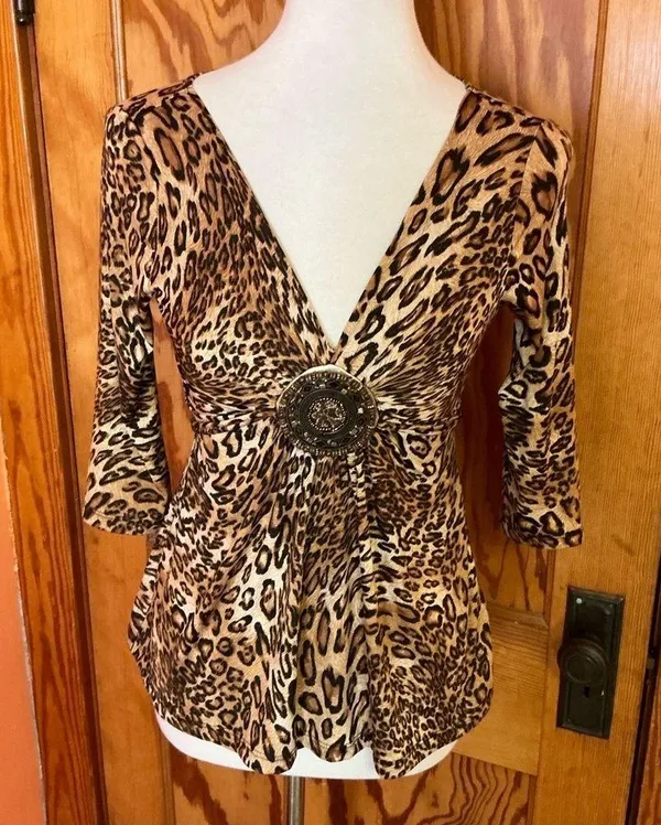Vintage unique Y2K sexy leopard top - Image 4