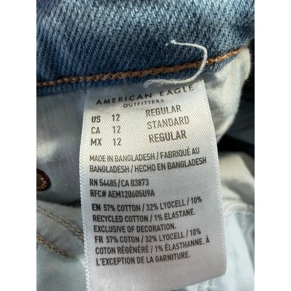 American Eagle Split Hem‎ Straight Leg Jeans Light Wash Distressed Denim 28 - Image 11