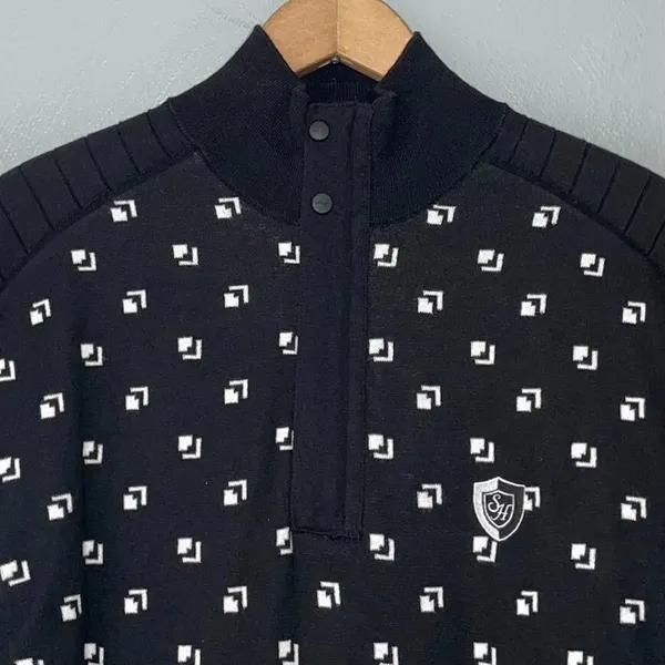 RLX Ralph Lauren Sweater Size Small Black White 1/4 Zip Academia Preppy Golf - Image 3