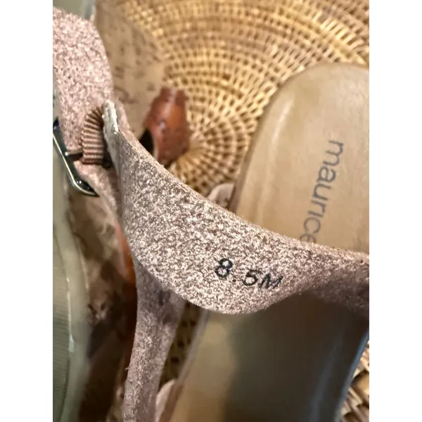 Maurices Womens Cognac Brown Perforated Cork Wedge Sandals Size 8.5 Boho Strappy - Image 5