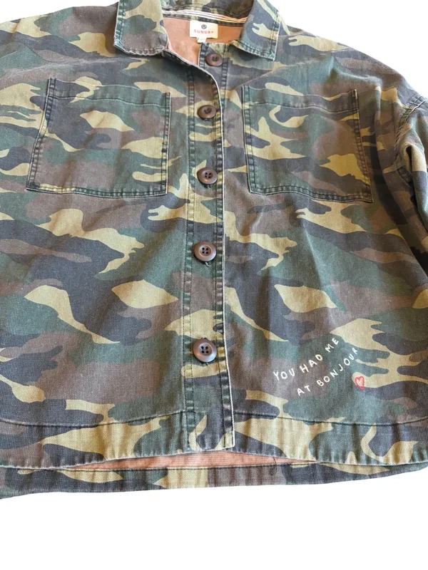 Sundry Button-Down Camo Jacket Shacket Layering 100% Cotton Streetwear Sz Large - Image 4