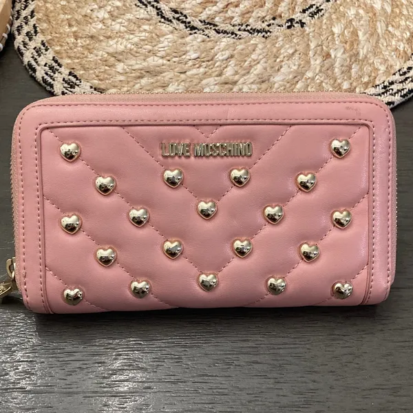 Love‎ Moschino Pink Quilted Heart Zip Around Wallet - Image 2