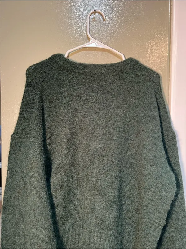 Calvin Klein‎ Jeans Women's Size XL Crewneck Sweater Oversized Dark Green Fuzzy - Image 7