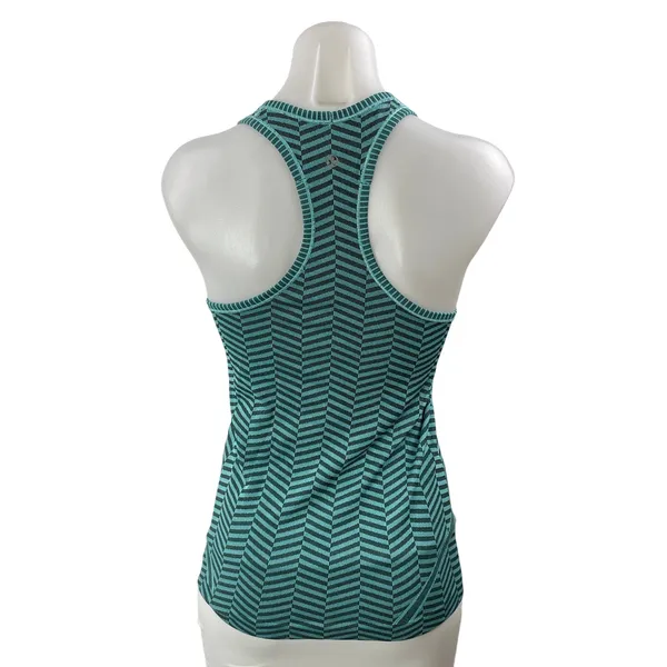 Lululemon Women's Green Striped Swiftly Tech Racerback Athletic Tank Top Size S - Image 3