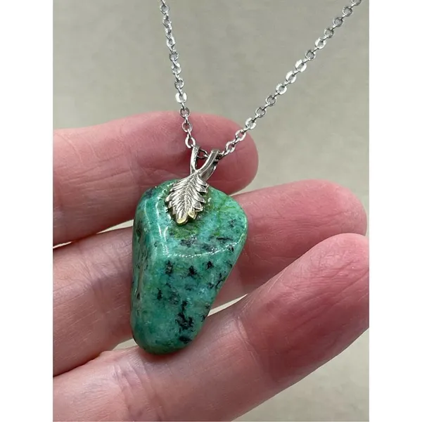 Copper Chalcedony pendant on stainless steel chain necklace - Image 4